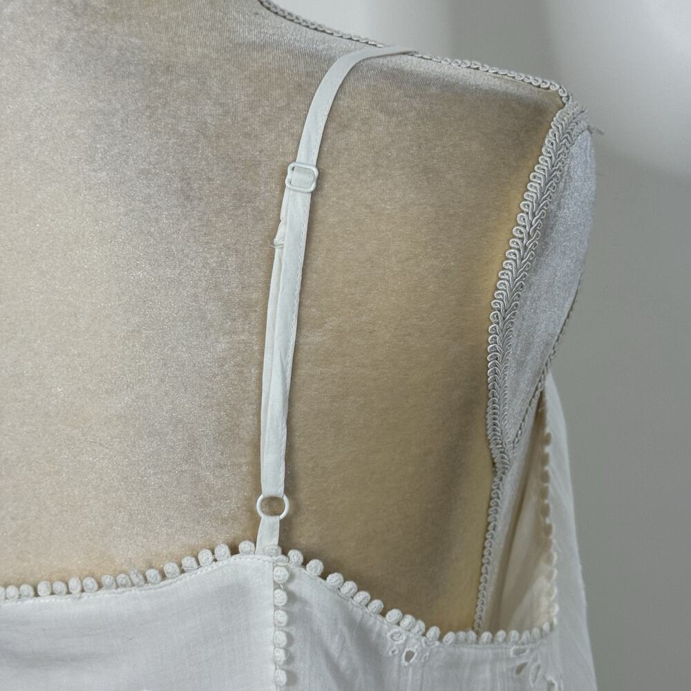 NWT Aerie Eyelet Shift Mini Sundress Size M White Lined Adjustable Straps Ruffle - Picture 10 of 14
